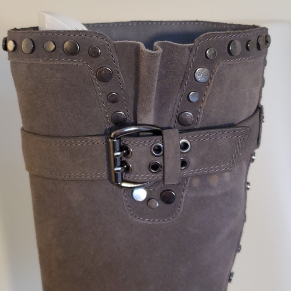 Sam Edelman Deyrn Stud Moto Gray Suede Boots - Picture 6 of 15